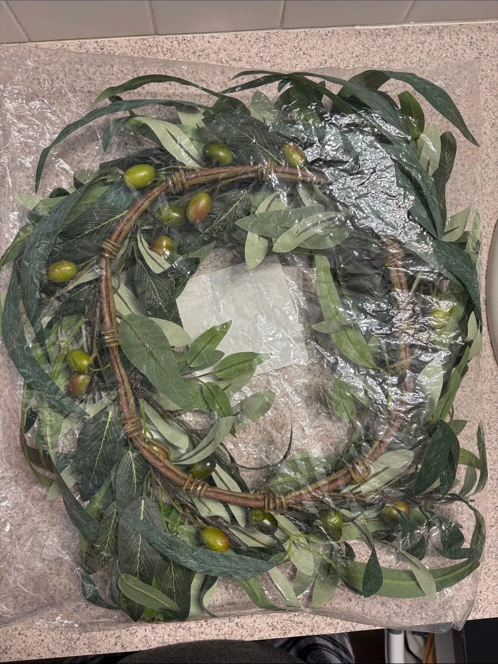 Green Olive Leaf Floral Wreath - Unbranded